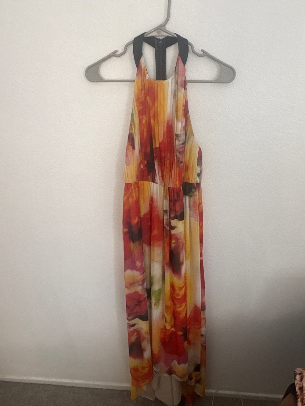 Alice + Olivia Floral Halter Maxi Dress in Yellow, Orange & Pink